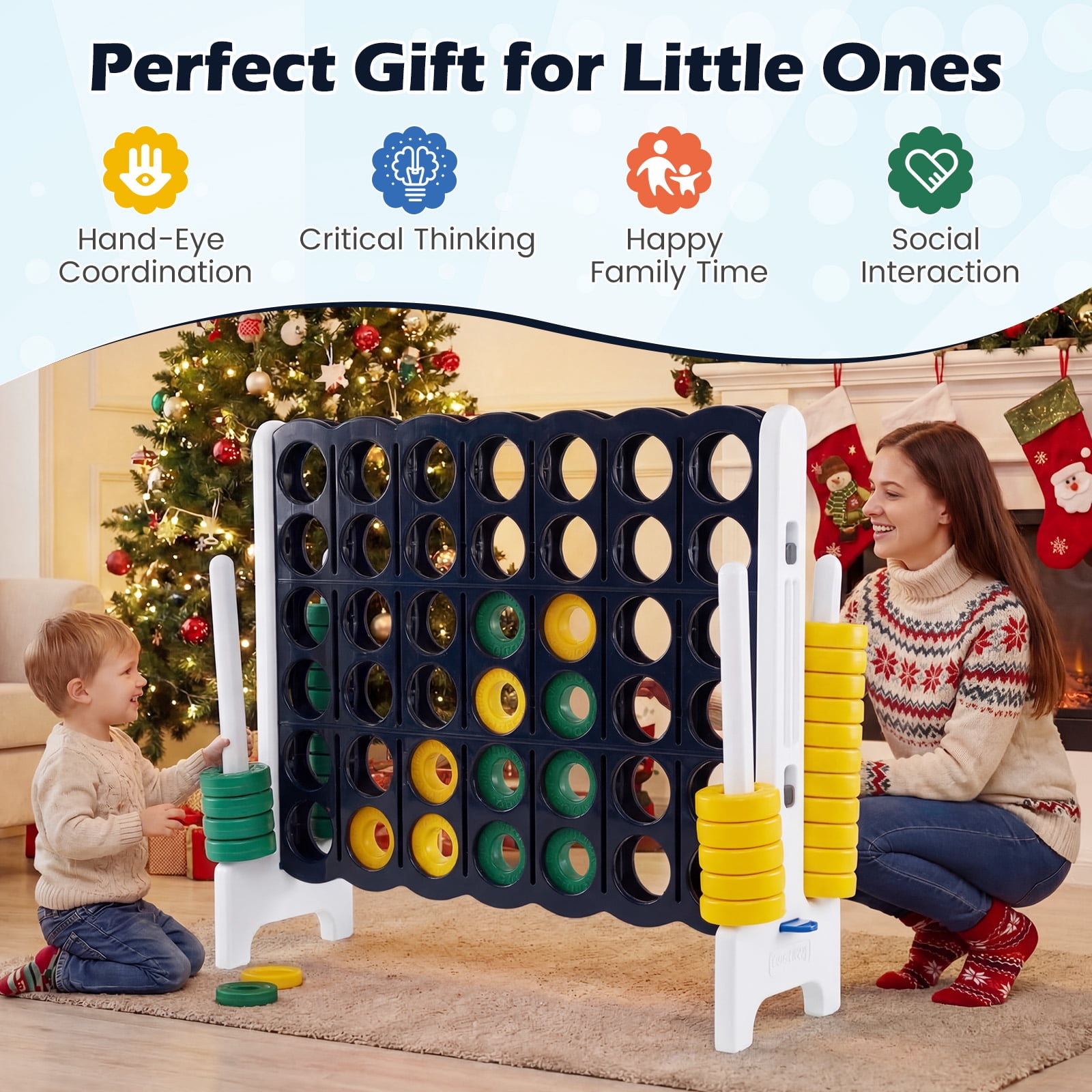Costway Jumbo 4-to-Score 4 in A Row Giant Game Set Outdoor Indoor Kids Adults Family Fun