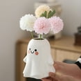 thumbnail image 3 of Ghost Shape Vase with Smile Face Pattern Ceramic Flower Planter Pot Nursery Room Bedroom Home White Decor, 3 of 7