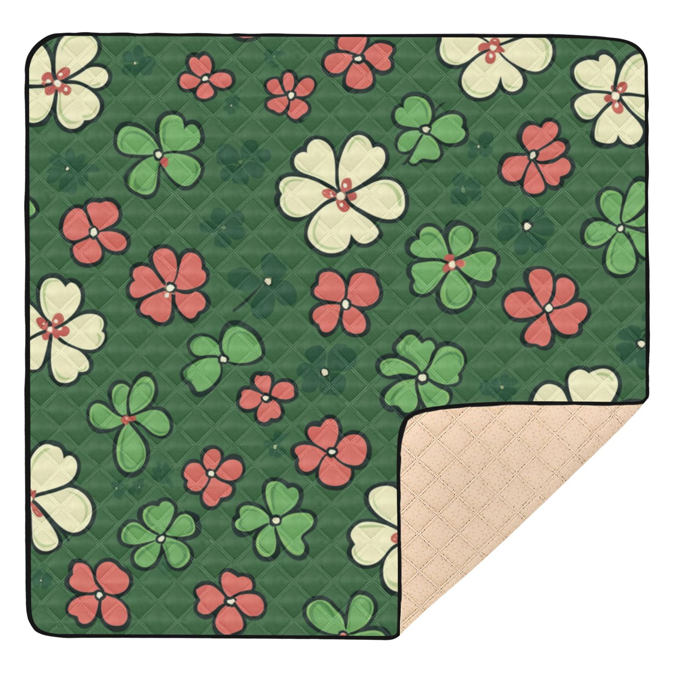 WOBOGO Colorful Clovers Baby Playmats Extra Large Waterproof Rollable Activity Pads for Toddlers 50×50inch