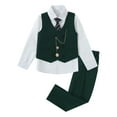 thumbnail image 2 of Boys Suit Formal Dress Clothes Big Boy Wedding Outfit Vest+Pants+Dress Shirt+Chain+Adjustable Tie 6-10Y, 2 of 7