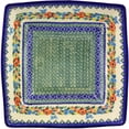 thumbnail image 2 of Polish Pottery Square Bowl 11-inch Polmedia Ring Of Flowers Theme UNIKAT Hand Painted in Boleslawiec, Poland + Certificate of Authenticity, 2 of 6