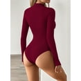 thumbnail image 4 of MOYIKO Mock Turtleneck for Women Zip up Long Sleeve Body Suits Womens Fitted Tight Tops, 4 of 7