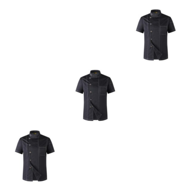 maskred Stay Cool And Professional Short Sleeve Chef Uniforms Black Durable Chef Jacket black m 3Set