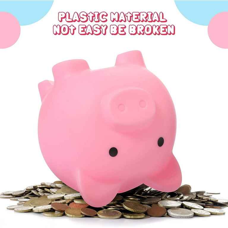 Cute Piggy Bank Cute Plastic Pig Money Bank Adults Unbreakable Piggy Bank Pig Money Box Coin Bank Plastic Saving Coin Box for Boys Girls Kids Toddler