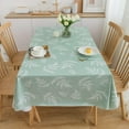 thumbnail image 3 of Vinyl Tablecloth with Flannel Backed Waterproof Oil-Proof PVC Table Cloth Wipeable Spill-Proof Plastic Table Cover for Indoor and Outdoor(Blue Leaves, 60 x 102 Inch Rectangle), 3 of 6