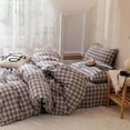 thumbnail image 3 of Plaid Comforter Set Full - 3 Piece Soft Geometric Checkered Comforter with 2 Pillow Shams, Modern Gingham Pattern Bedding Set for All Season, Breathable & Soft Cozy (Pink, Purple, Blue), 3 of 14