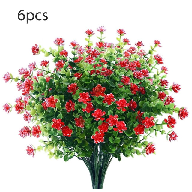 Ramo de flores artificiales con hojas Simulación Decoración floral Oficina en casa Flor falsa de plástico 6 piezas Kearding HA8866-00B
