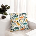thumbnail image 6 of Pofeuu Dinosaurs and Tropical Leaves Print Double-sided plush pillowcase Square Throw Pillow Covers Pillows Cover for Living Room Bedroom Sofa Couch Cushion Cover（No pillow core）-20"x20", 6 of 7