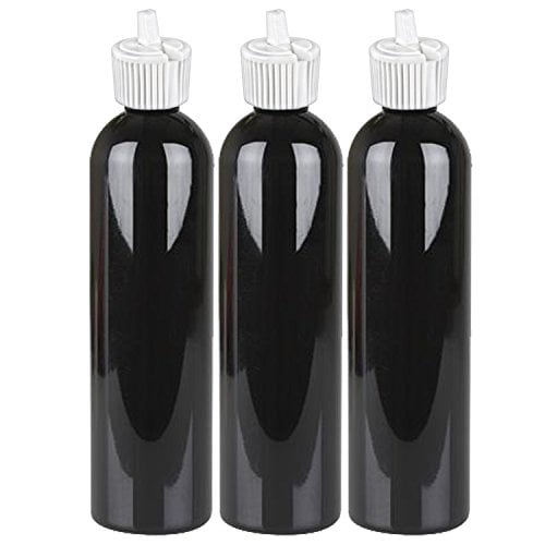 MoYo Natural Labs Turret Spout 8 oz Empty Liquid Bottle with Adjustable Dispenser (Pack of 3, Black)