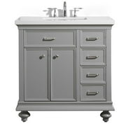 Charlotte 36" Vanity in Grey with Carrara Quartz Stone Top without Mirror