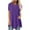 Purple, variant on Lenago Womens Tops Plus Size Short Sleeve Button Solid O-Neck Irregular T-shirt Blouse Tops