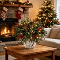 thumbnail image 7 of Christmas Plastic Artificial Flower DIY Kit with Light String, Bendable Sprigs and Branches for Vase or Tabletop Holiday Decor Multicolor, 7 of 7