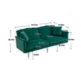 thumbnail image 2 of Velvet Futon Sofa Bed, Convertible Futon Couch with Adjustable Backrest, Small Sleeper Sofa Loveseat with 2 Decorative Pillows for Living Room Bedroom Office, Green, 2 of 9