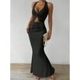 thumbnail image 5 of Women'S Two Piece Outfits Twist Front Halter Tops and Skirt Summer Set Black M, 5 of 10