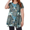 thumbnail image 3 of Sprinmer Plus Size Floral Tunic Tops for Women Short Sleeve Crewneck Blouse Loose Casual Summer Shirt, 3 of 8