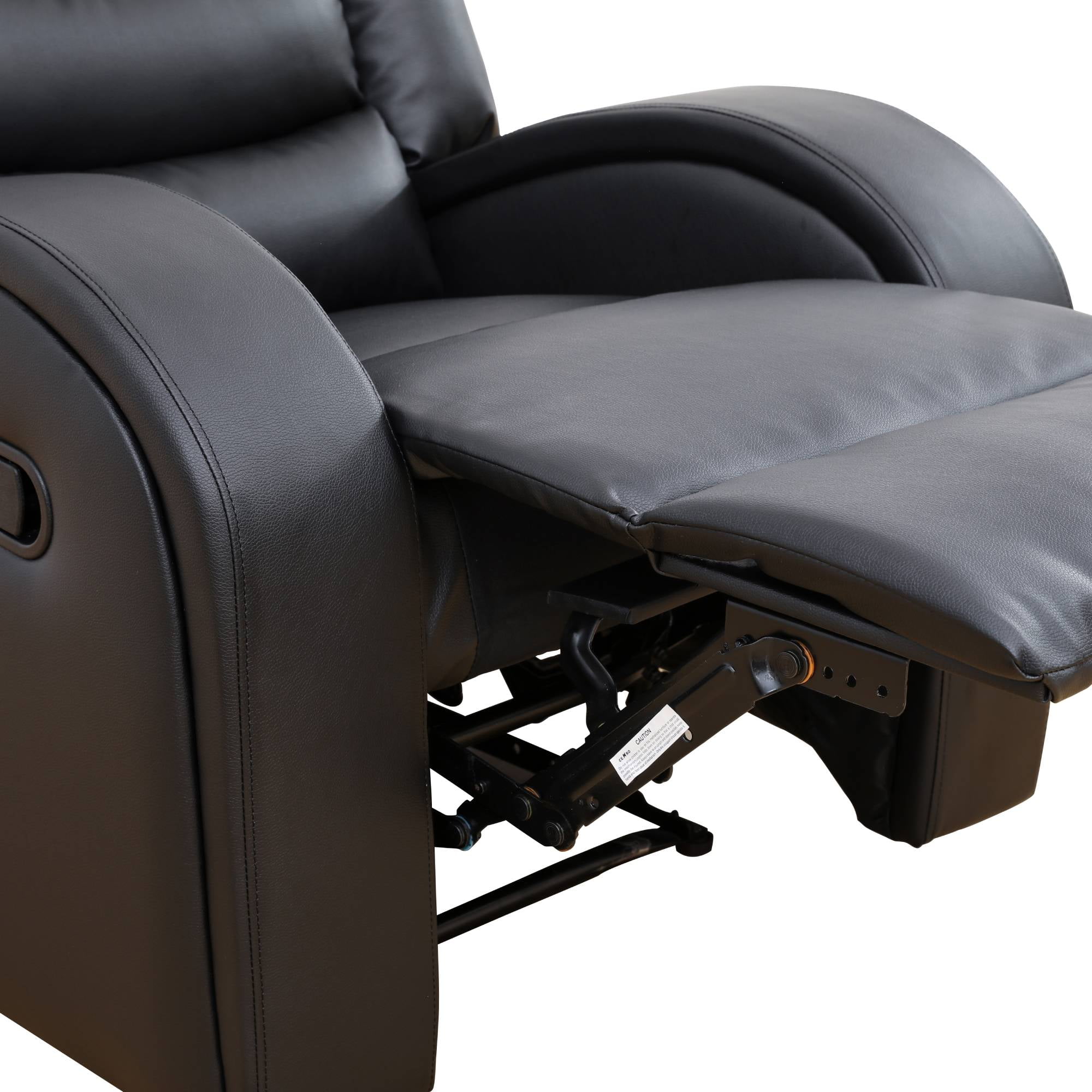Manual Recliner Chair Leather Reclining Sofa Couch Home Theater Seating Seats for Living Room, Black