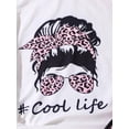 thumbnail image 4 of Little Girls Clothes Portrait Pattern T-shirt + Leopard Pattern Shorts Set 2PCs Spring Summer Big Kids Outfits, 4 of 5