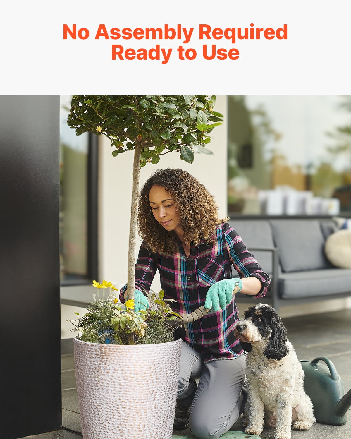 VEVOR Set of 2 Tall Outdoor Planters 21"H, Round Large Planters For Front Porch and Patio, Stone Finish Flower Tree Plant Pots