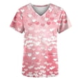 thumbnail image 2 of TaTaai Holiday Season Casual Top for Women, V Neck Short Sleeve Abstract Print Blouse with Pocket Details, Valentine's Day Lightweight Gift Shirt Gift, 2 of 5