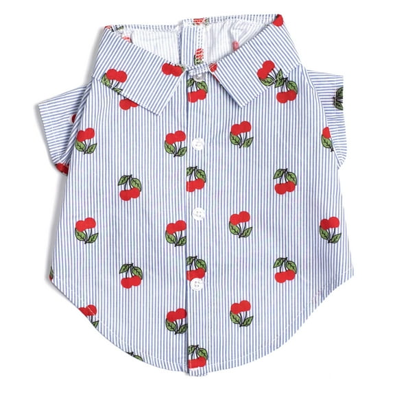 The Worthy Dog Cherries Print Button Up Look Pet Shirt