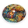 thumbnail image 2 of Christmas Tree Skirt, Whimsical Colorful Village Street Christmas Tree Decorations Indoor, Tree Skirts Mat With Tassel Trim for Halloween New Year Holiday Christmas Party Decor 30 Inches, 2 of 7