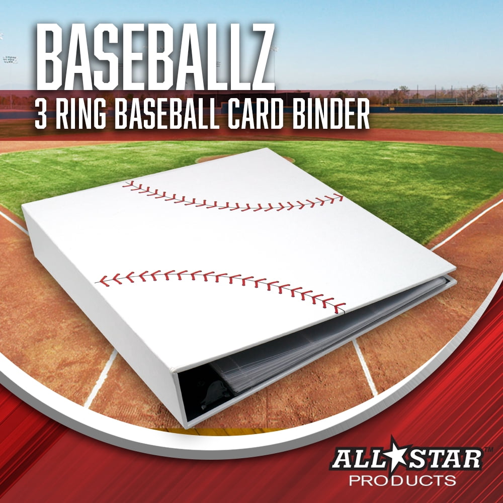 Baseball Card Binder with 50 Transparent Sleeves | Baseballz Texture by All Star Products | Real Football Look & Feel | Patented 3-Ring Album for Trading Card Protection