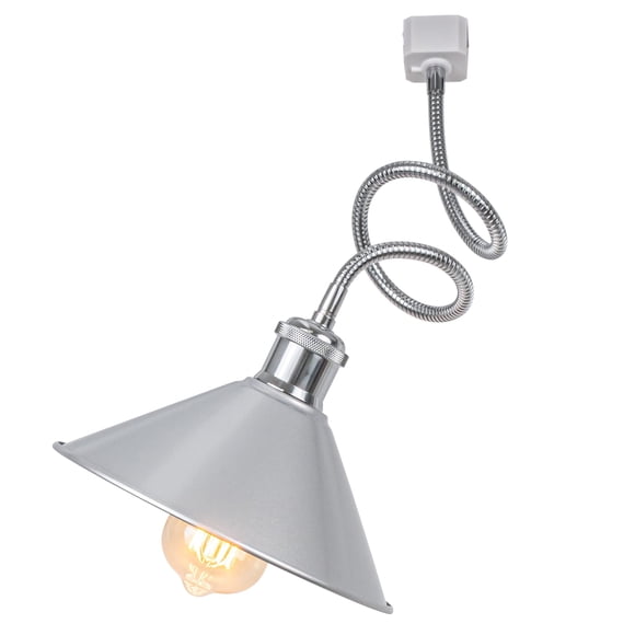 FSLiving H Type Track Light,Chrome Iron Cone Shade Ceiling Spotlight, Flexibly Rotatable Light Goose Neck Head, Adjustable Island Lighting Mini Halo Track Mounted Pendant Lamp for Kitchen,1 Pack