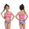 thumbnail image 4 of Bullpiano Toddler Girls Ruffled Swimsuits Two-Pieces Bathing Suits Cami Crop Top And Floral Bikini Bottoms Quick Dry Swimwear Kids Sunsuit Tankini Suit 2-12T, 4 of 5