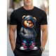 thumbnail image 1 of Breathable Men'S Casual 100% Cotton T-Shirt with 3D Bear Graphic Print, Crew Neck, Slight Stretch, Regular Fit, Geometric Pattern - Stylish Novelty Tee Tee For Adult, Men, Women, Teen, Teenager, Adol, 1 of 6