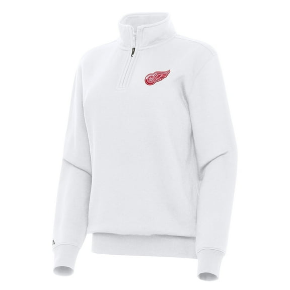 Women's Antigua White Detroit Red Wings Victory Quarter-Zip Sweatshirt