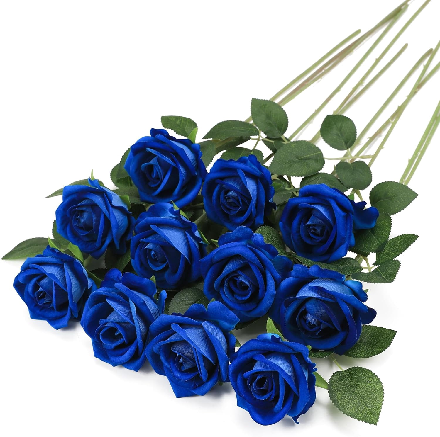 Fake Roses Artificial Silk Flowers - Blue Roses Artificial Faux Flowers with Stems for Home Wedding Centerpiece Hotel Office Decor