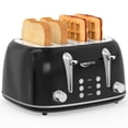 thumbnail image 1 of Tostadora retro Keenstone de 4 rebanadas de acero inoxidable negro, 1 of 9