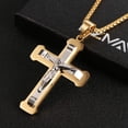 thumbnail image 4 of HZMAN Men's Jesus Stainless Steel Pendant Necklace Cross, 22 + 2 Inch Chain（Gold）, 4 of 6