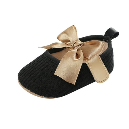 

Toddler Kids Girls Soild Colour Bowknot Princress Shoes Soft Sole The Floor Barefoot Non Slip First Walkers Prewalker Shoes