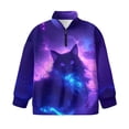 thumbnail image 4 of Uorisanigo Girls Oversized Sweatshirts Purple Galaxy Cat Half Zip Pullover Sweatshirt for Teen Girl Lightweight Long Sleeve Pullover Top Quarter Zipper Jackets for Teen Girl, 4 of 7