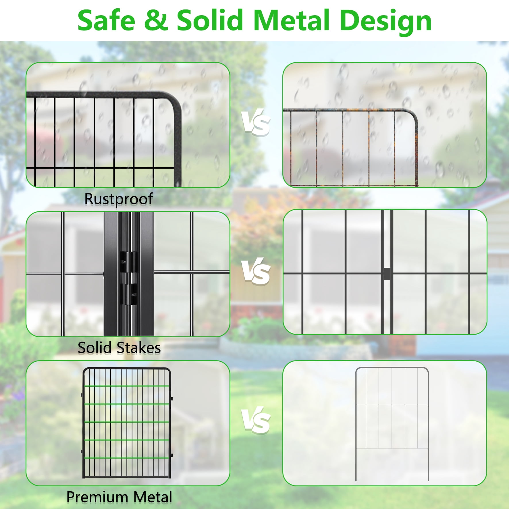 Jhsomdr Decorative Metal Garden Fence 32Ft(L) x 40in(H) 14 Panels Animal Barrier Fence No Dig Fencing for Yard Patio