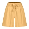thumbnail image 6 of Women's Solid Linen Drawstring Shorts, Casual Summer Outwear with Pockets, 6 of 9