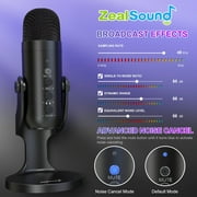ZealSound USB Microphone,Condenser Computer PC Mic,Plug&Play Gaming Microphones for iPhone iPad MacBook Type C Phone,Headphone Output&Volume Control,Mic Gain Control,Mute Button Vocal,YouTube Podcast