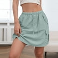 thumbnail image 5 of Womens Cargo Skirt -Fashion Cargo Skort with 4 Pockets Drawstring Stretchy Summer Boho Skirts Golf Travel Hiking Skorts for Women Daily Wear 10-Light Green S, 5 of 5