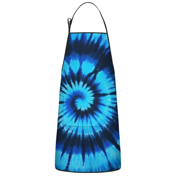 Blue Tie Dye Mandala Pattern Apron-Garden Aprons for Women with Pockets-Cotton Linen Waterproof Kitchen Cooking Gardening Aprons Adjustable for Kitchen,Cooking,BBQ and Salon 33x27 Inch
