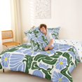 thumbnail image 4 of Homewish Boho Daisy Floral Full Size Comforter Sets,Abstract Artwork Bedding Comforter Set,Blue Green,Polkadot Reversible,3 Pieces,1 Comforter and 2 Pillowcases, 4 of 7