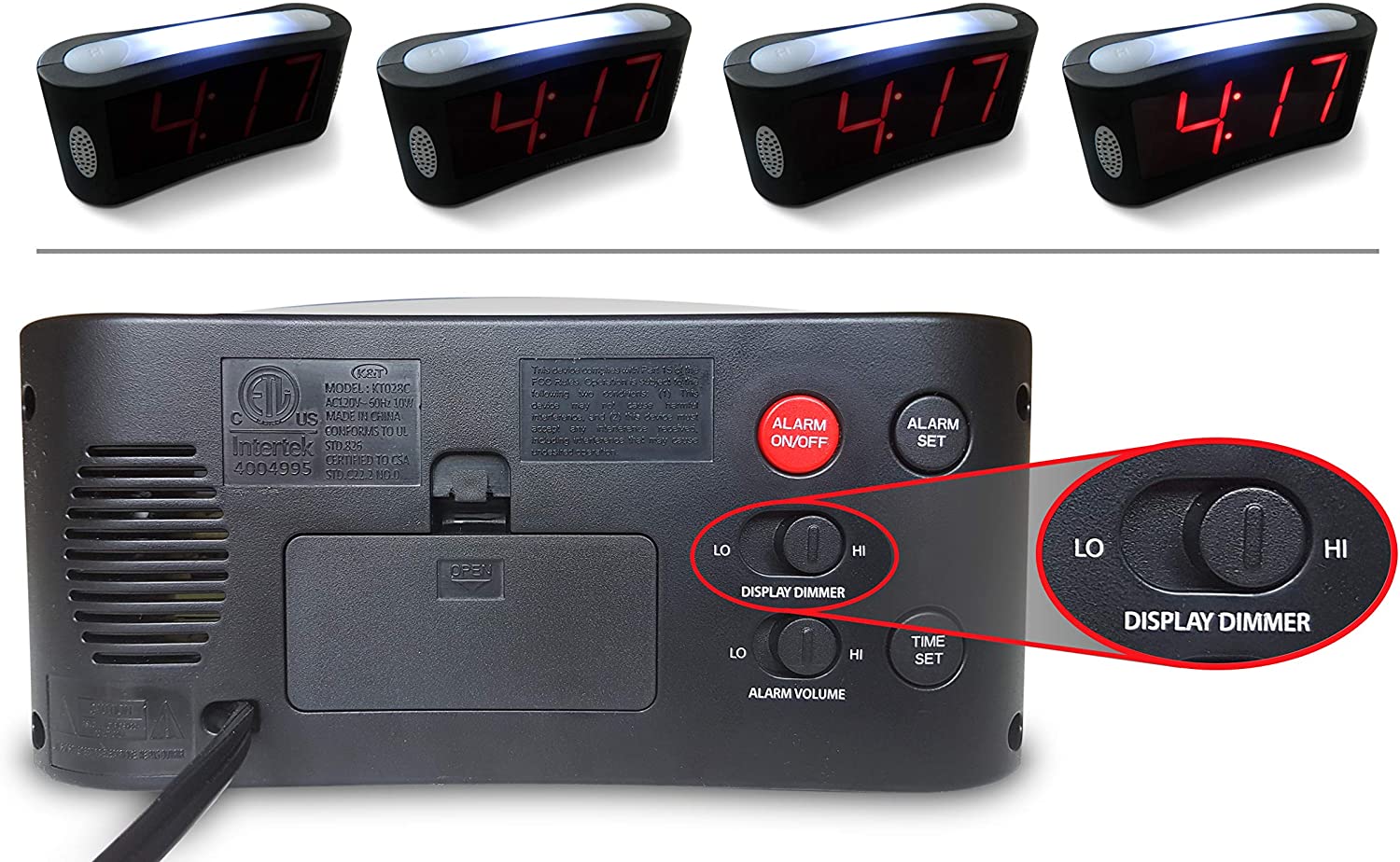 Travelwey Digital Alarm Clock - Outlet Powered, No Frills Simple ...