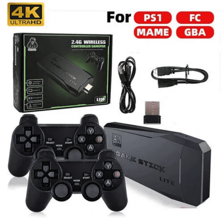 HDMI 4K TV Game Stick 64G 10000+ Game 32G 5000+ Game Video Built in Games  Console + 2× Wireless Gamepad 