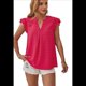 thumbnail image 1 of Blusa de Mujer con Cuello en V y Mangas con Volantes, Holgada, Elegante, Informal, , de Verano, Color Rosa y Rojo, Talla M, 1 of 10