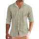 thumbnail image 3 of Blusa y camisa de manga larga con cuello vuelto para hombre, blusa informal de moda con botones y retazos, blusa de manga larga con cuello alto, blusa de poliéster para hombre, 3 of 8