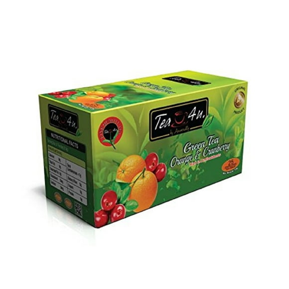 Orange and Cranberry Green Tea, Tea4u from Sri Lanka, 25 Tea Bags