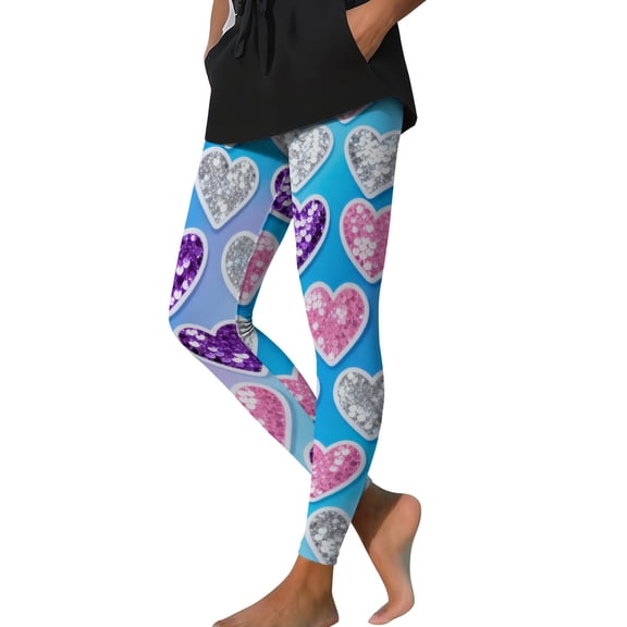 Levmjia Womens Yoga Pants High Waist Leggings Valentines Day Print Tummy Control Workout Running Sports Fitness Stretchy Soft Breathable Fabric for Gym Casual Wear