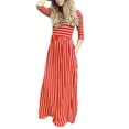 thumbnail image 1 of Vestido maxi Hugo a rayas de Manga Larga Mujer Casual Red M, 1 of 10