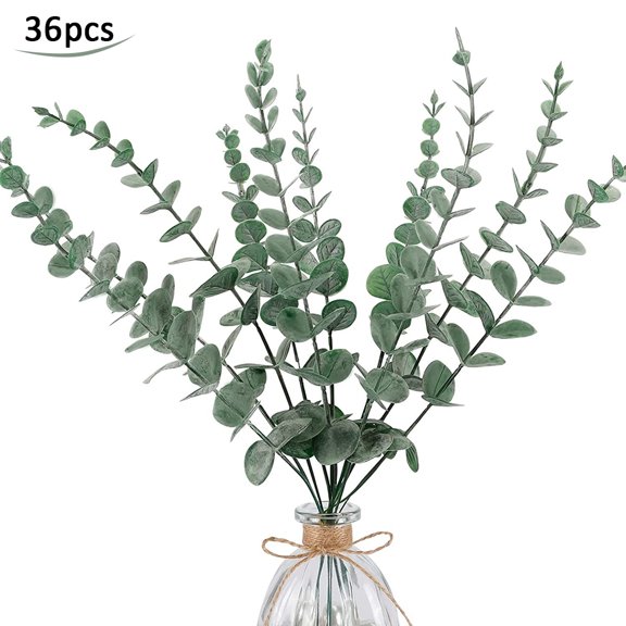 Coloody 36 Pcs Artificial Eucalyptus Stems 15 inch Fake Eucalyptus Branches for Wedding Bouquet Home Decor
