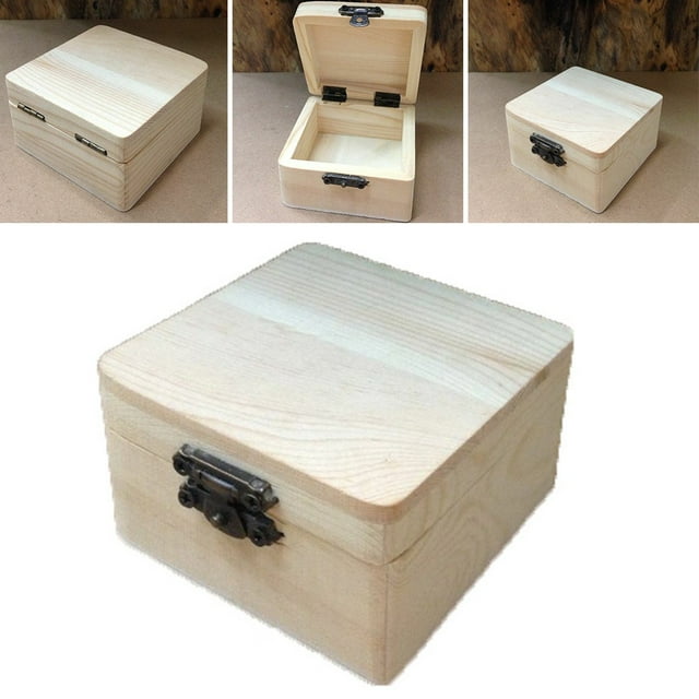 Boîte de Rangement en Bois Naturel, Boîte Cadeau